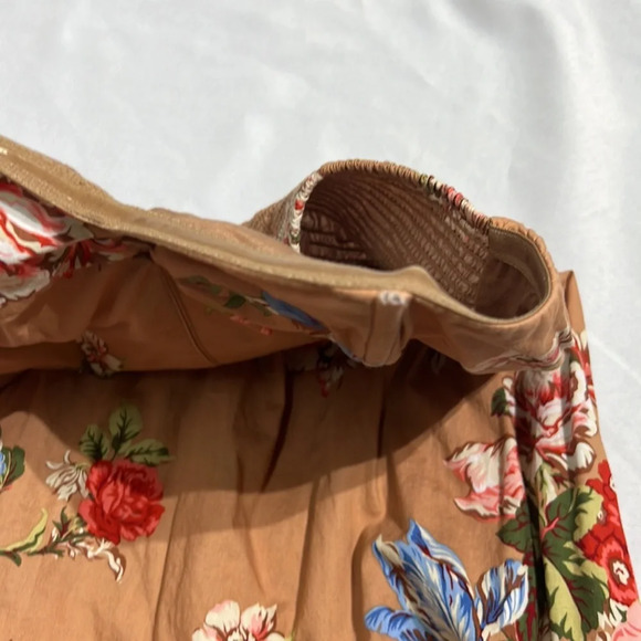 Xhilaration Tan Floral Corset Top Strapless Summer Dress with Pockets - sz MED - Picture 14 of 14